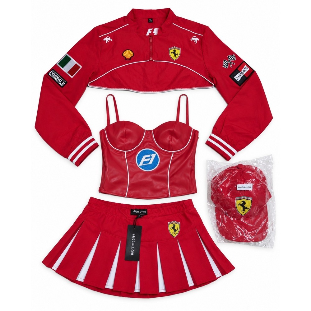Dolls Kill Trickz N' Treatz Ferrari F1 Race Car Driver Costume Womens XL Red NWT